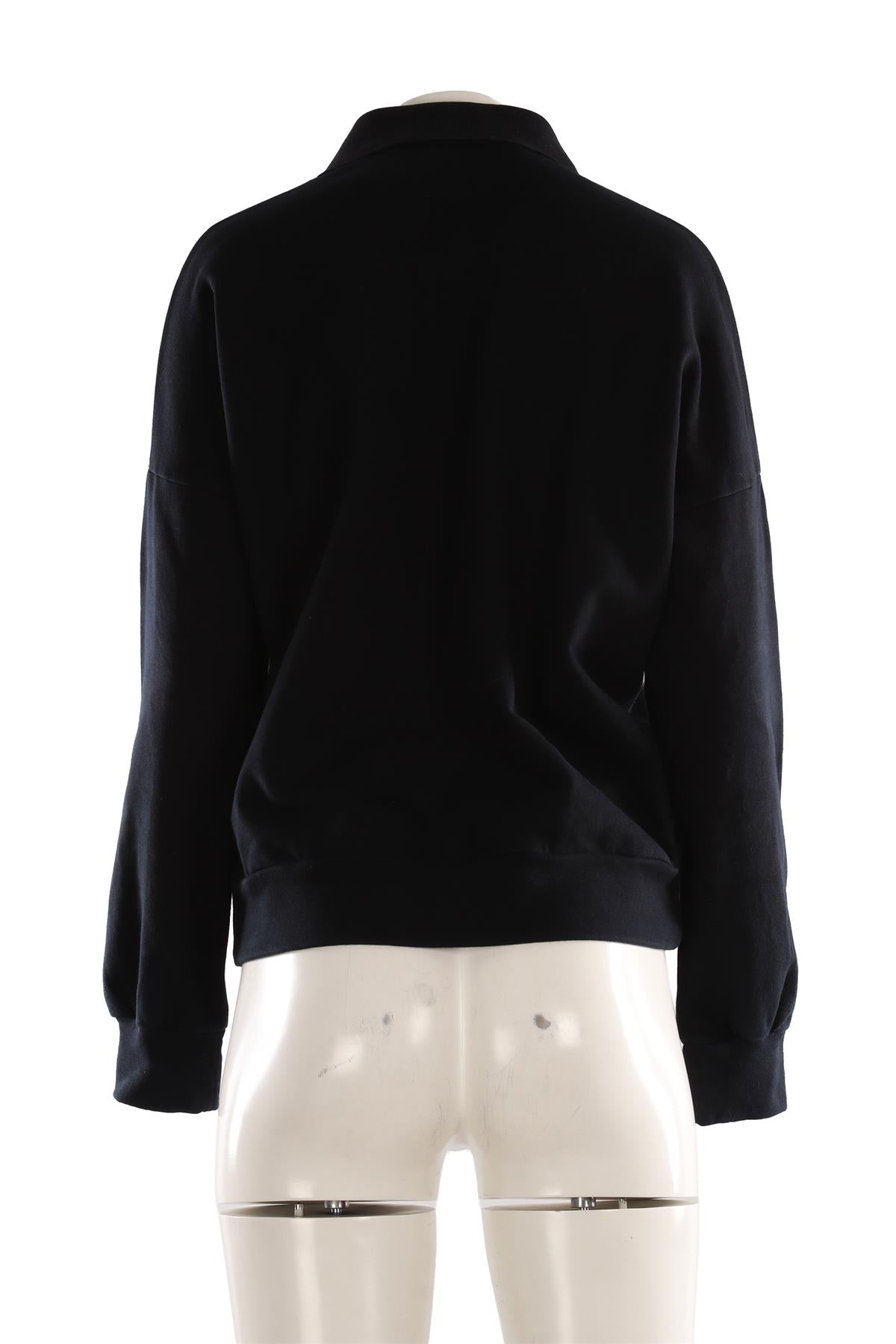 THE ROW NAVY COTTON POLO SWEATSHIRT XSMALL