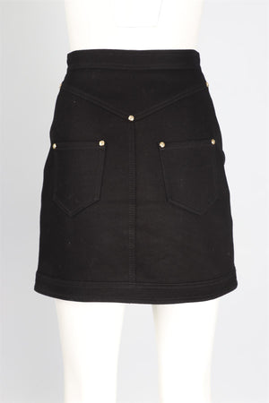 BALMAIN BLACK COTTON BLEND MINI SKIRT SMALL