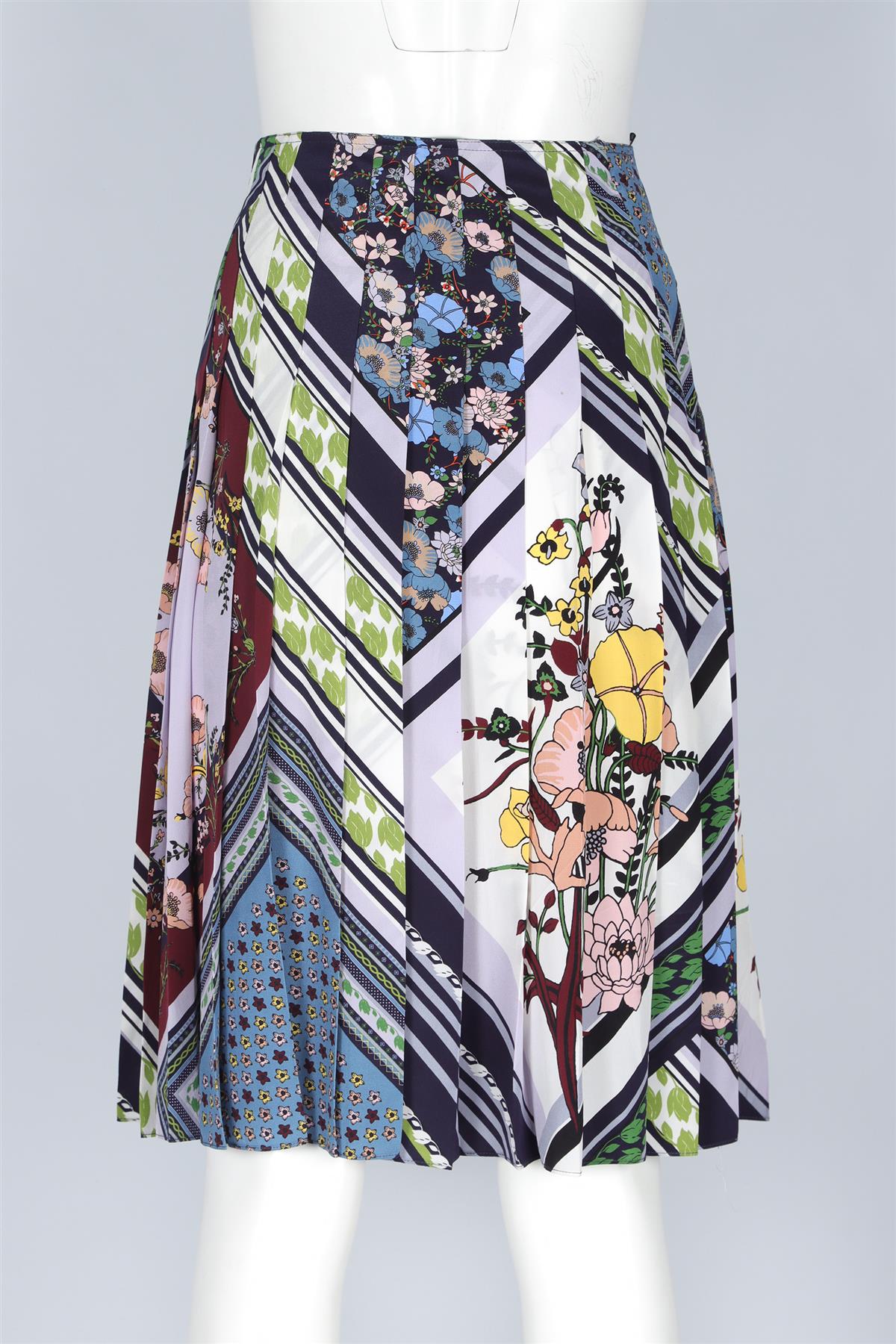 TORY BURCH MULTI SILK MIDI SKIRT US 8 UK 12