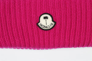 MONCLER + PALM ANGELS PINK WOOL BEANIE ONE SIZE