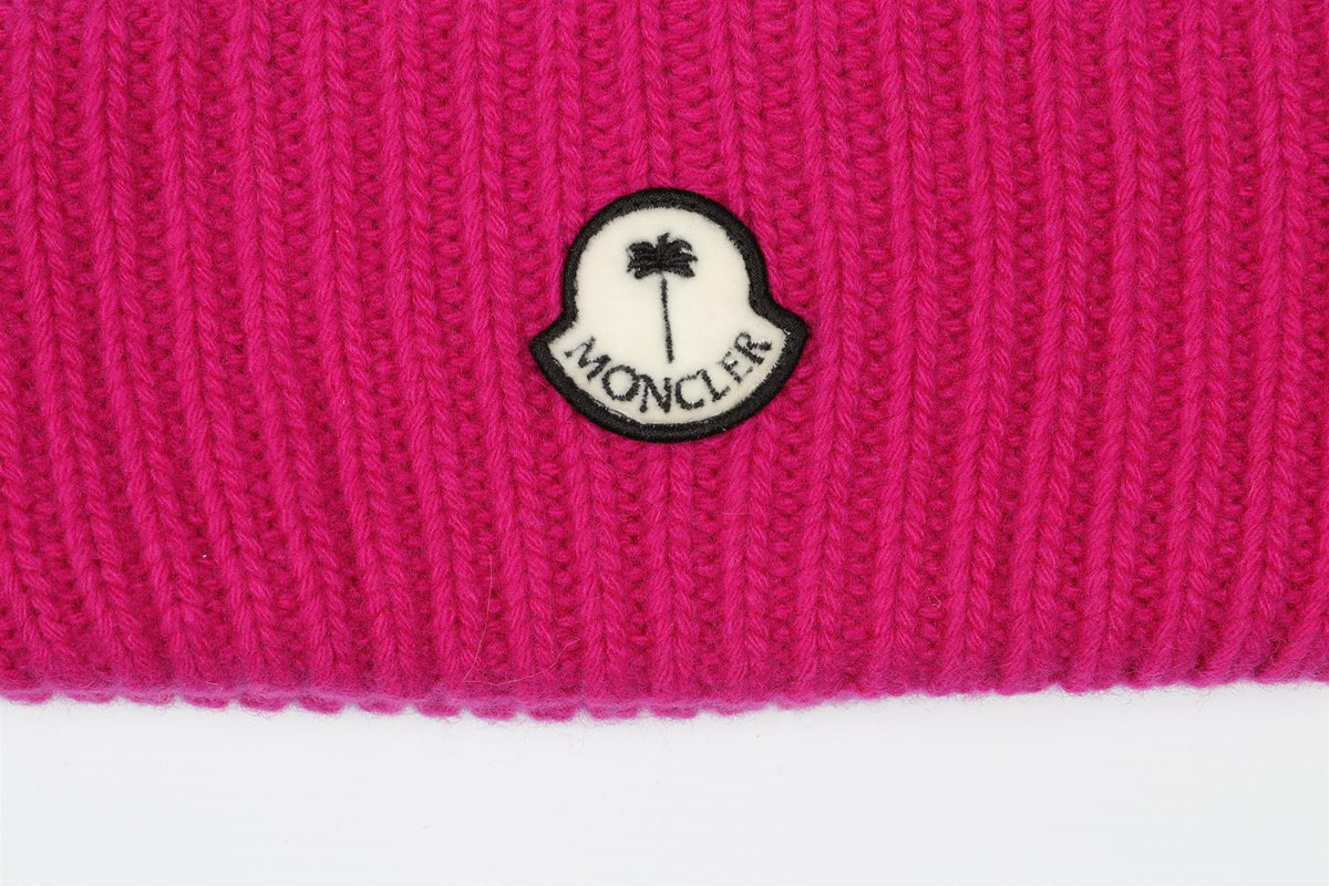 MONCLER + PALM ANGELS PINK WOOL BEANIE ONE SIZE