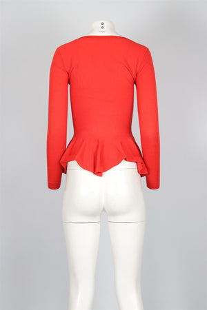 ALEXANDER MCQUEEN RED WOOL TOP XSMALL