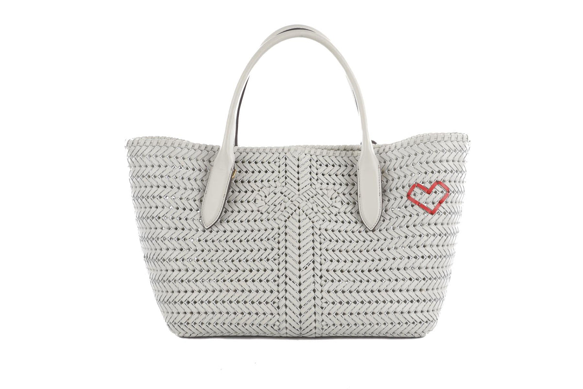 ANYA HINDMARCH ECRU NEESON LEATHER TOTE BAG