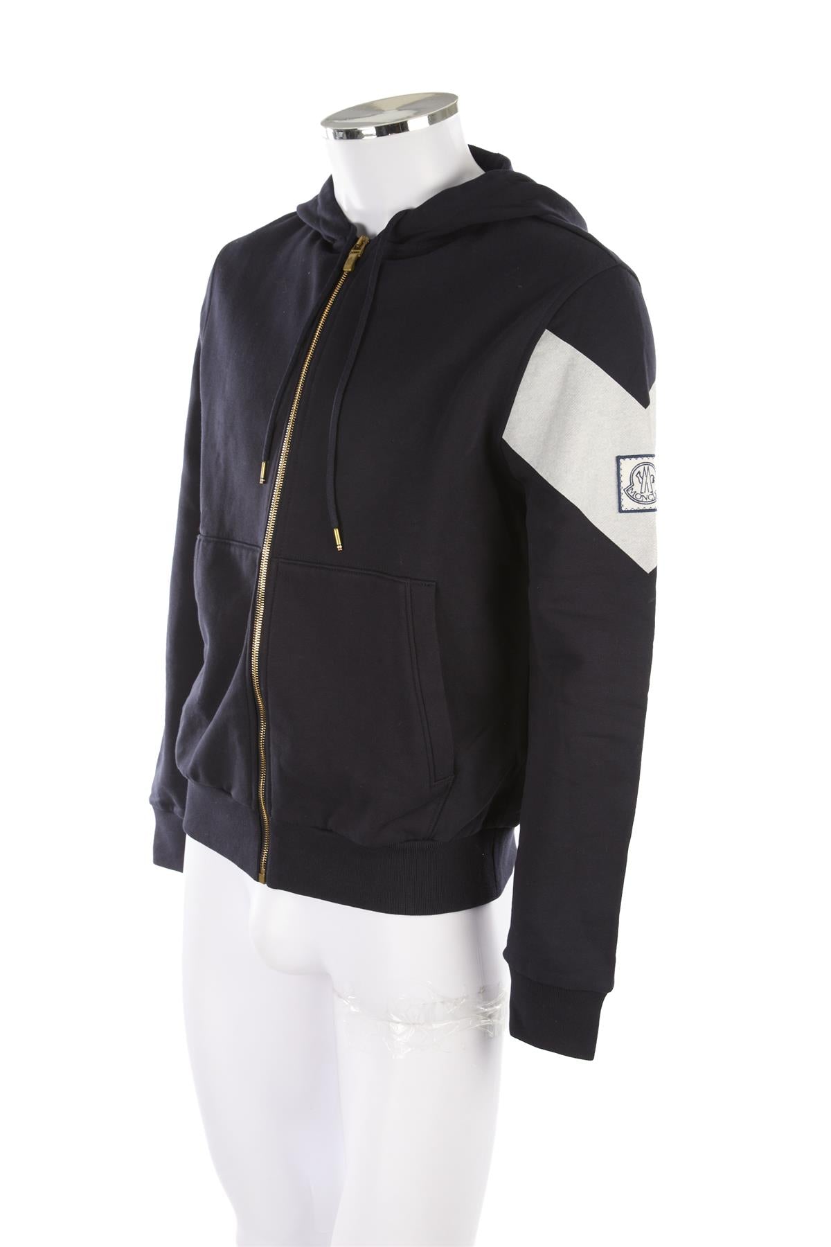 MONCLER GAMME BLEU NAVY MEN'S COTTON HOODIE LARGE