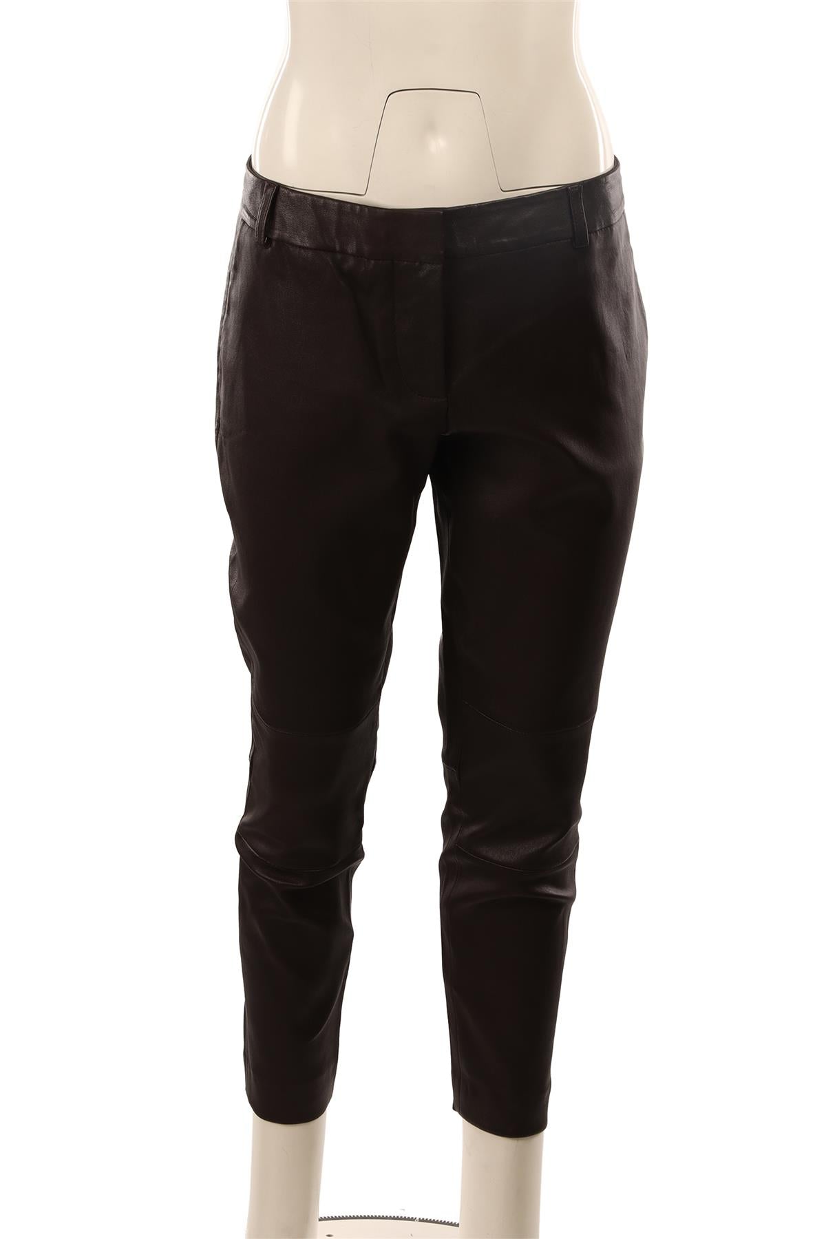 OLIVIA SHEED BROWN LEATHER SKINNY PANTS UK 14