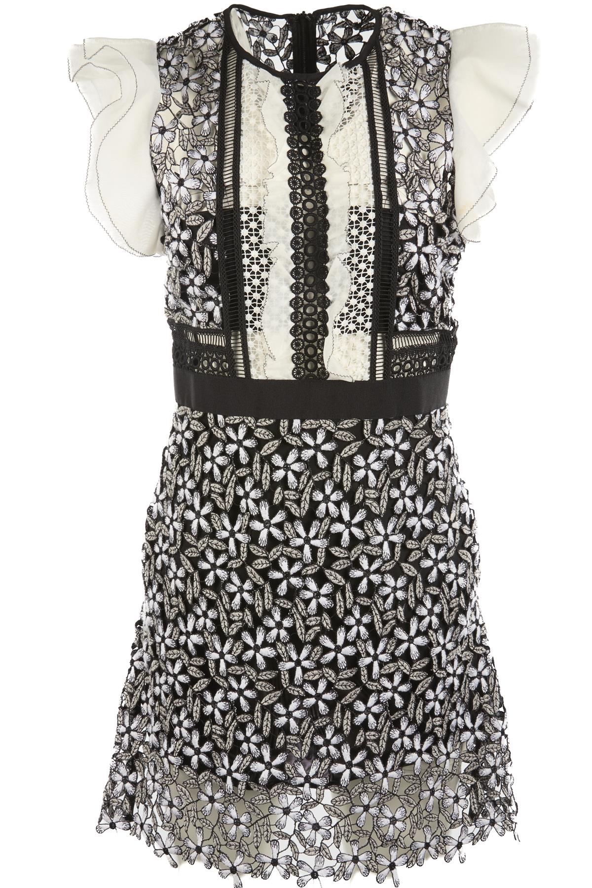 SELF-PORTRAIT BLACK CROCHET MINI DRESS UK 10