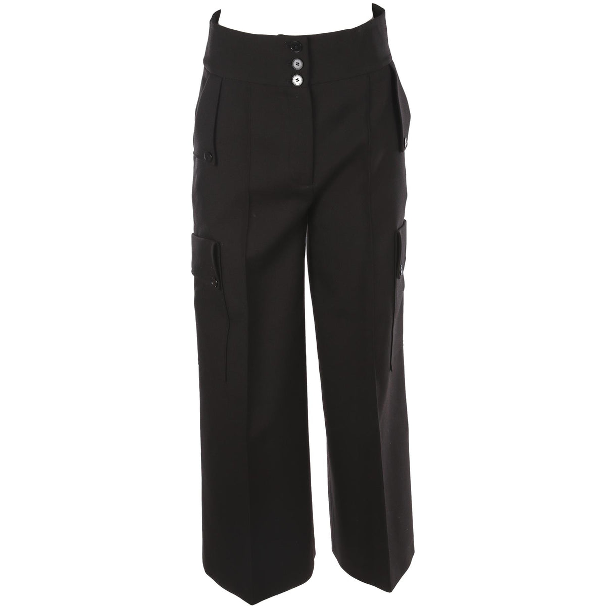 STELLA MCCARTNEY BLACK WOOL WIDE LEG PANTS IT 42 UK 10