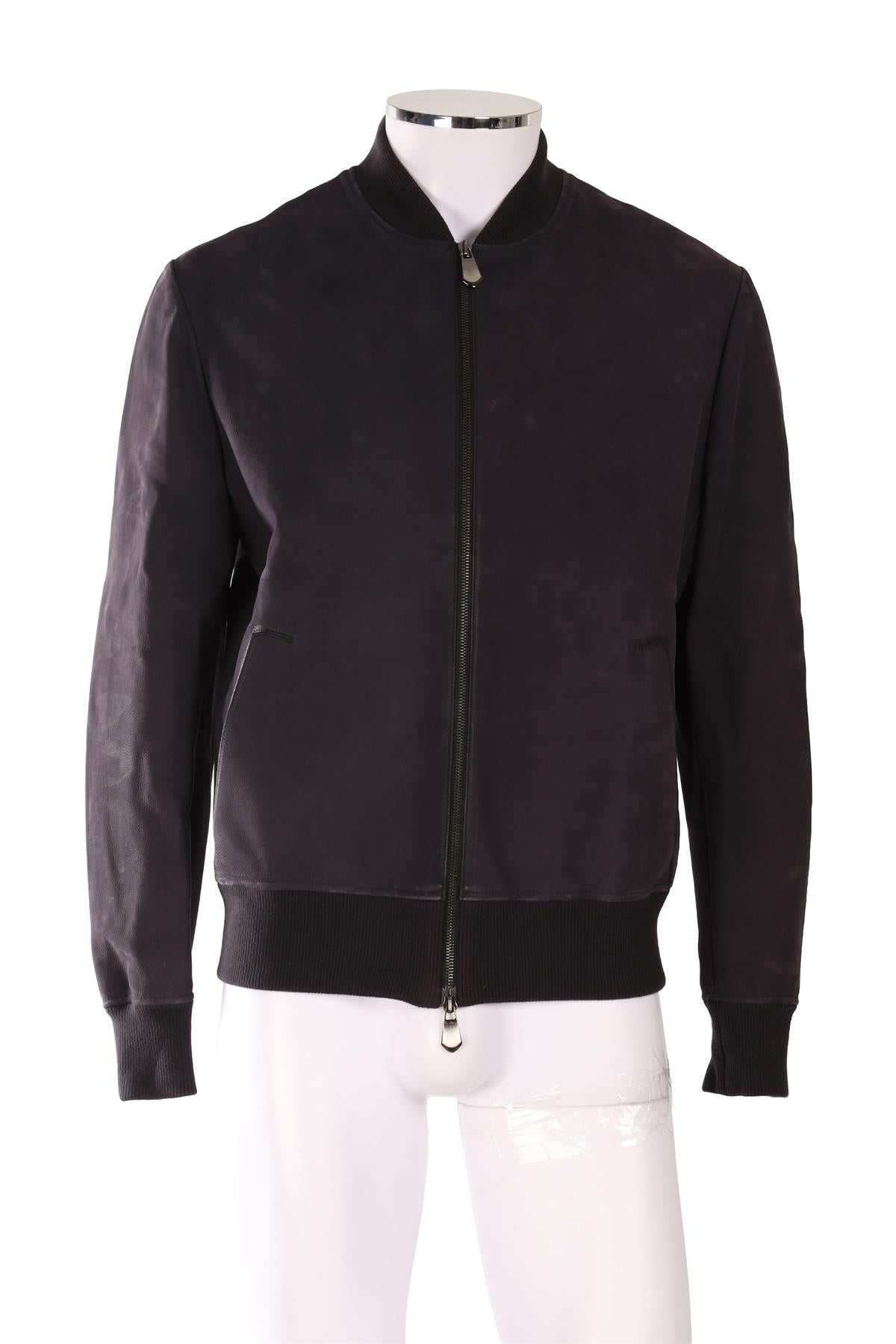 BERLUTI NAVY MEN'S NUBUCK BOMBER JACKET IT 50 UK/US 40