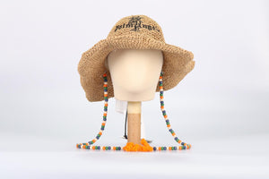 PALM ANGELS EMBROIDERED RAFFIA HAT ONE SIZE