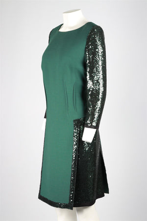 JACQUES AZAGURY GREEN SILK MIDI DRESS