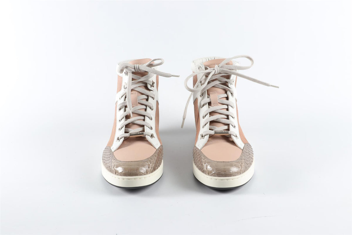 JIMMY CHOO NUDE SUEDE AND LEATHER SNEAKERS EU 38 UK 5 US 8