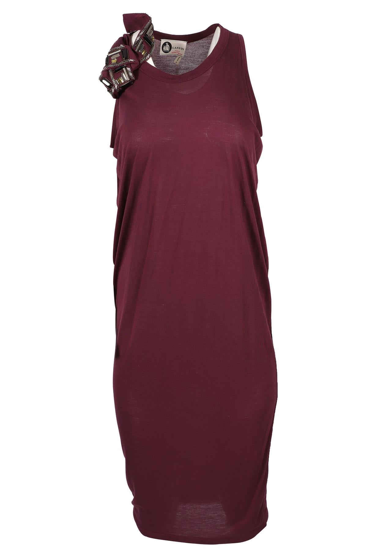 LANVIN PURPLE JERSEY MAXI DRESS SMALL