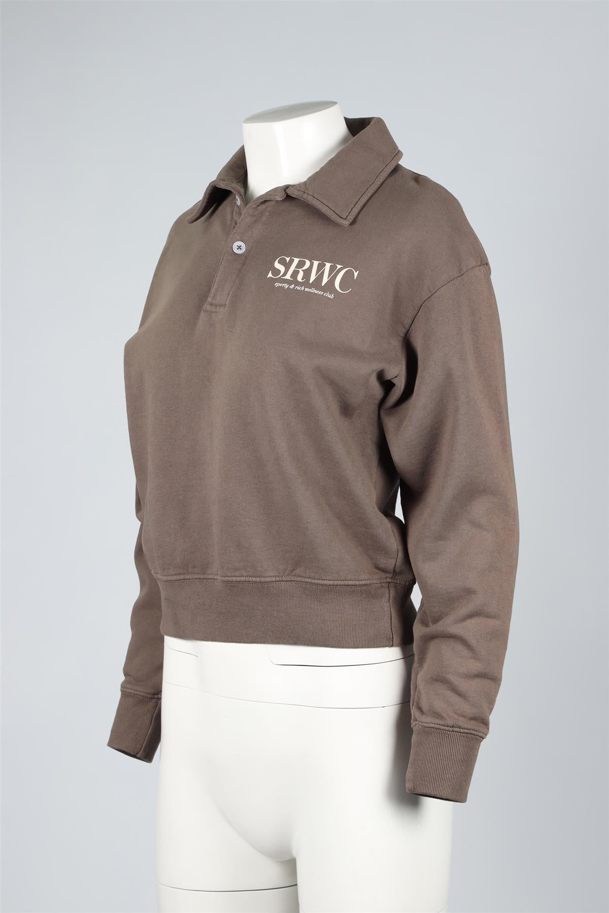 SPORTY & RICH BROWN COTTON SWEATSHIRT XSMALL