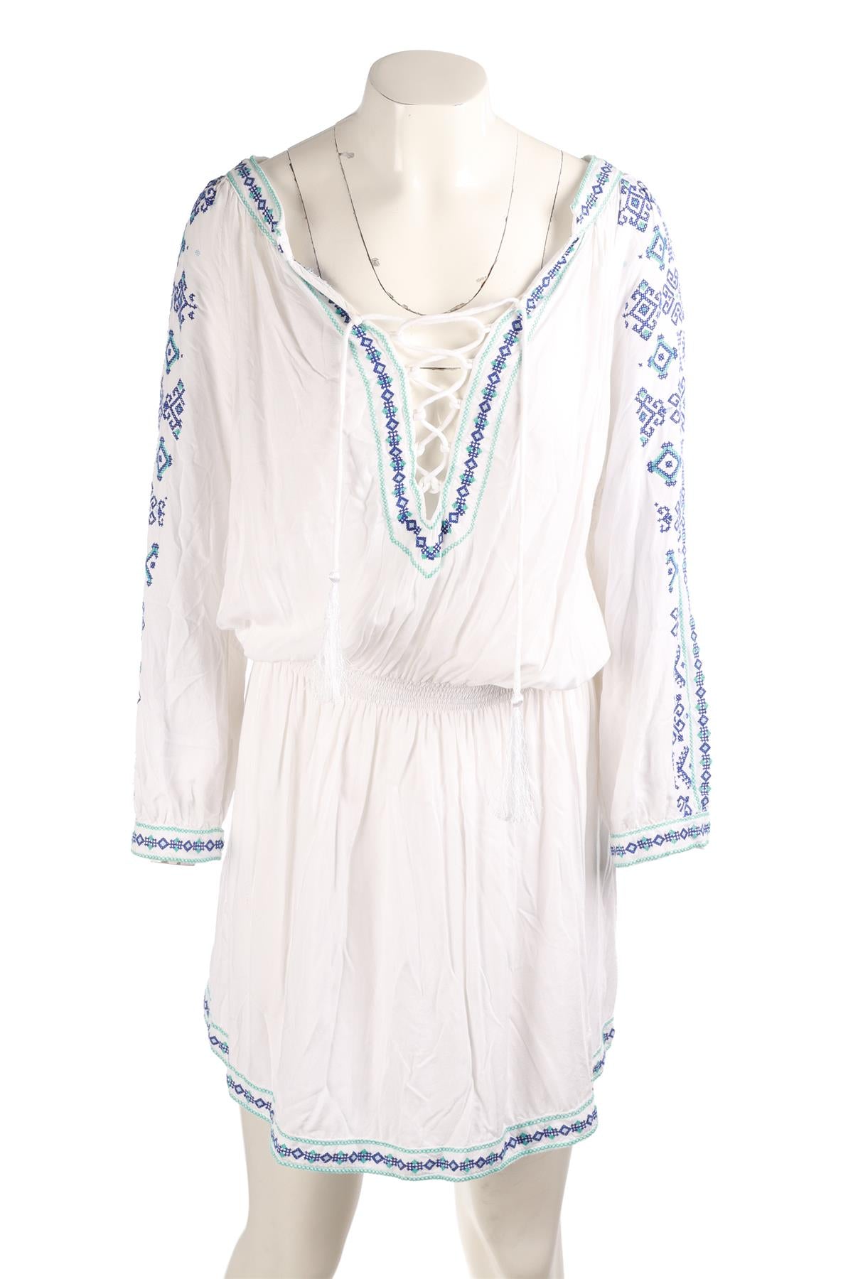 MELISSA ODABASH WHITE VOILE MINI DRESS SMALL