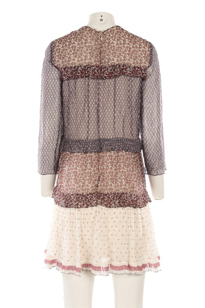CHLOÉ MULTI SILK MINI DRESS FR 34 UK 6