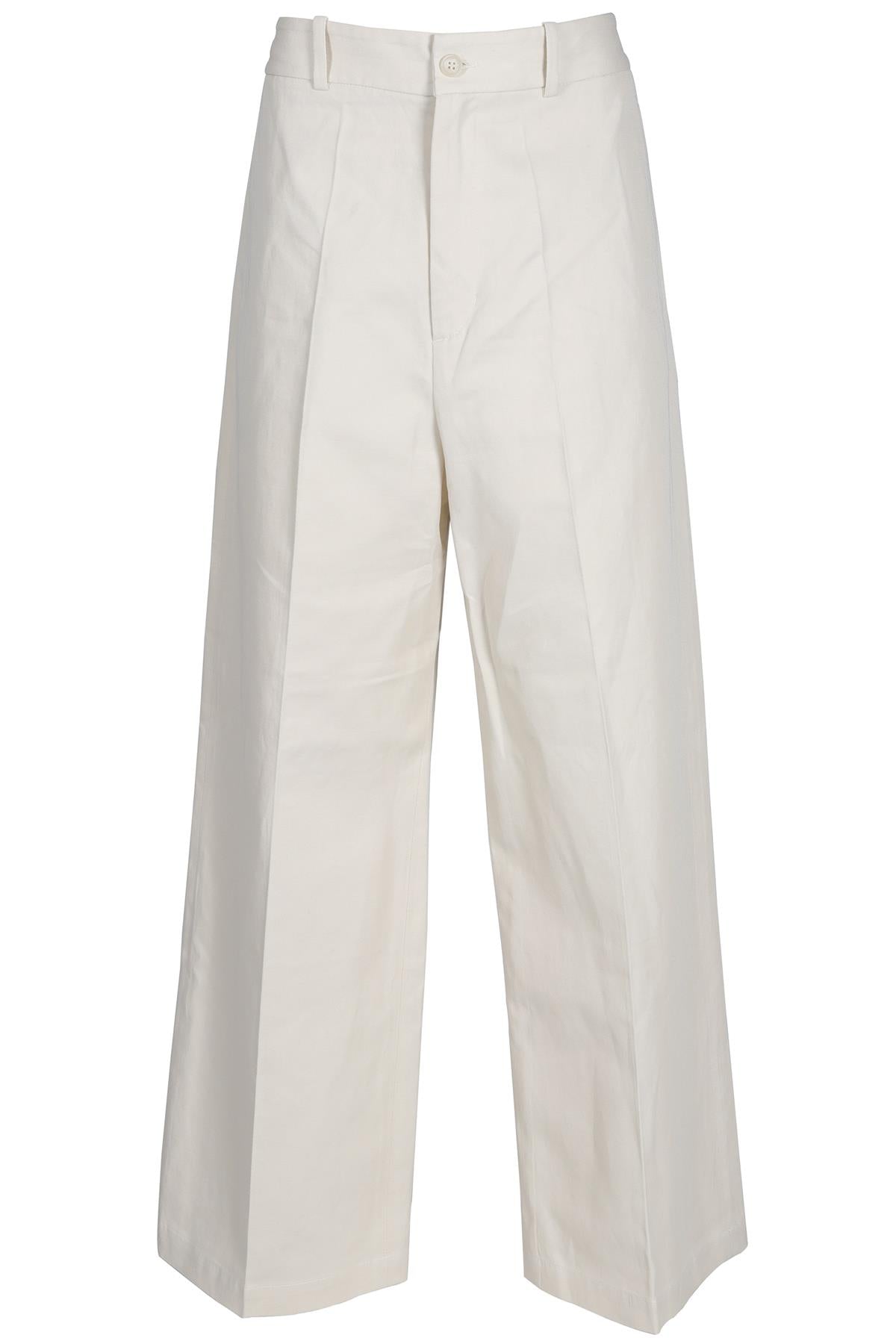 NILI LOTAN CREAM COTTON WIDE LEG PANTS US 8 UK 12