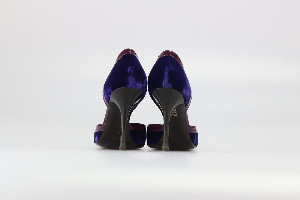 CELINE VELVET AND PATENT LEATHER PUMPS EU 39.5 UK 6.5 US 9.5