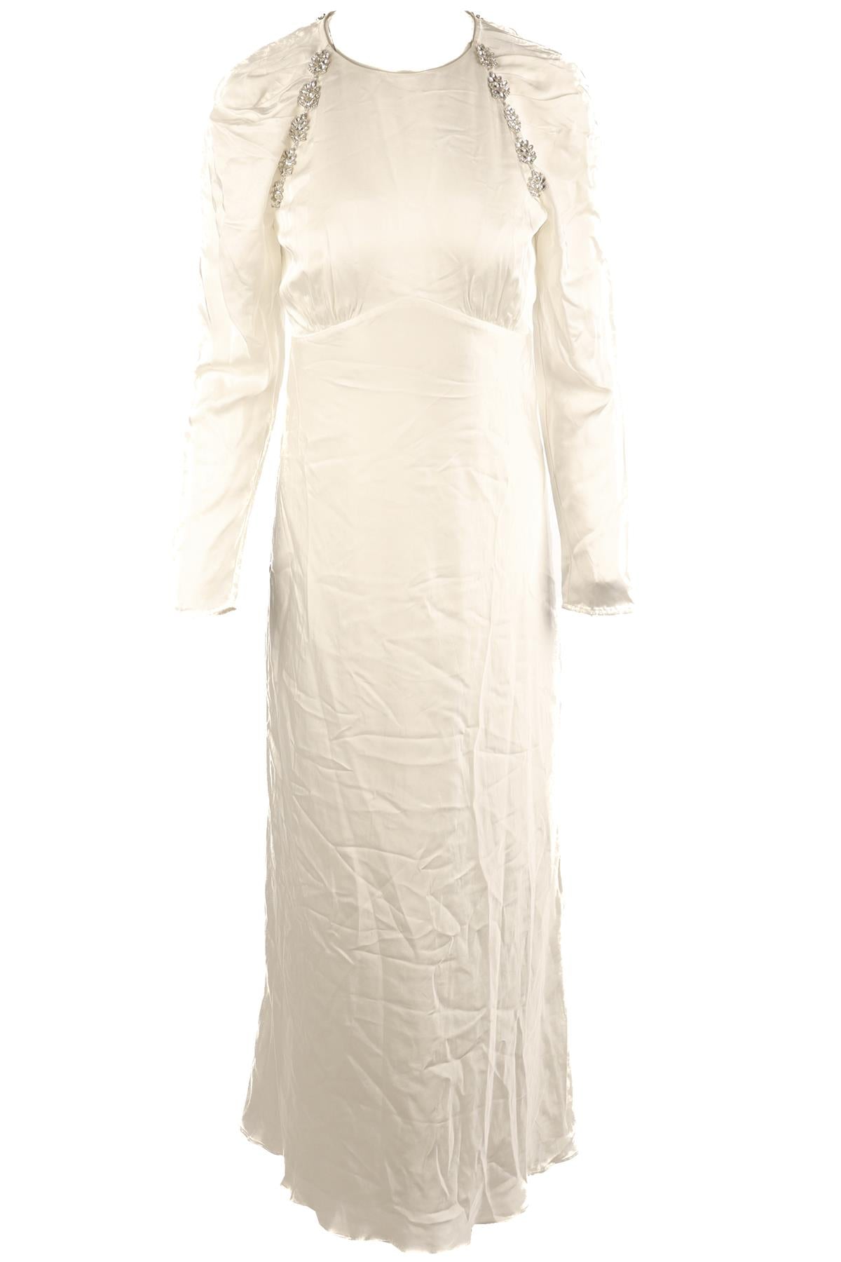 SELF-PORTRAIT WHITE SATIN MAXI DRESS UK 8