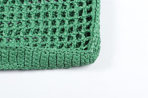 PRADA GREEN RAFFIA TOTE BAG