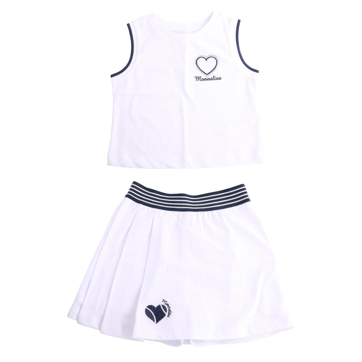 MONNALISA WHITE KIDS GIRLS TOP & SKIRT SET 8 YEARS