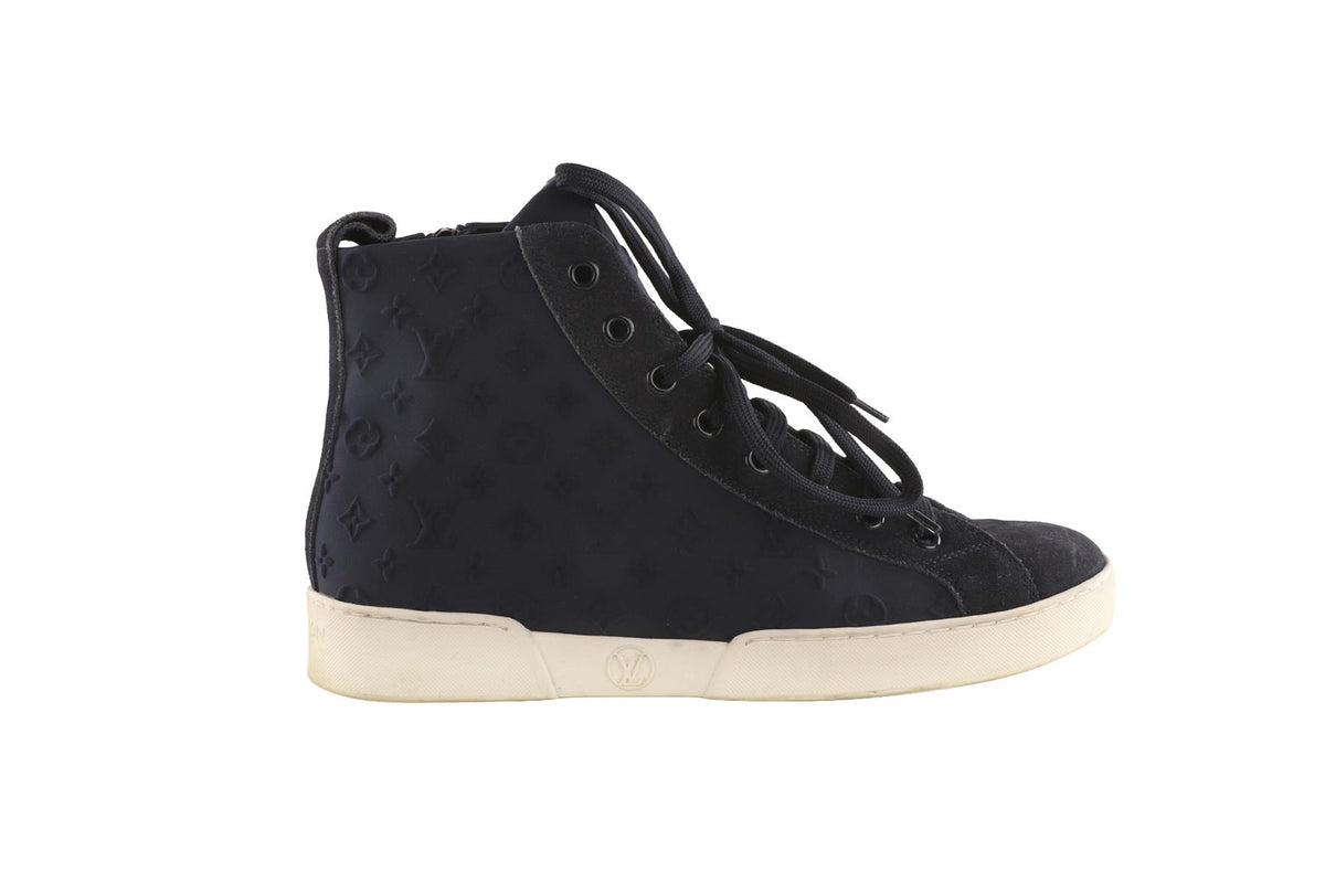 LOUIS VUITTON NAVY MONOGRAM NEOPRENE SNEAKERS EU 35.5 UK 2.5 US 5.5