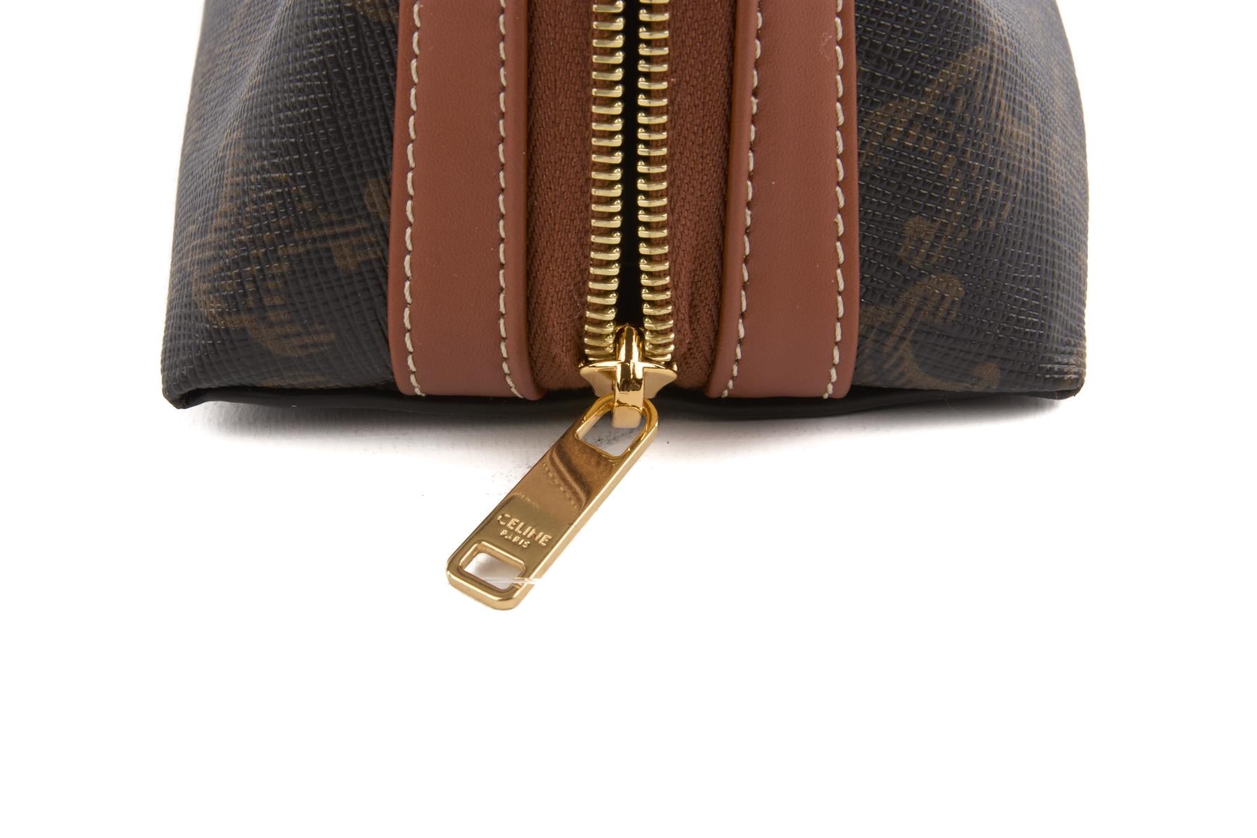 CELINE BROWN SMALL TRIOMPHE CANVAS POUCH