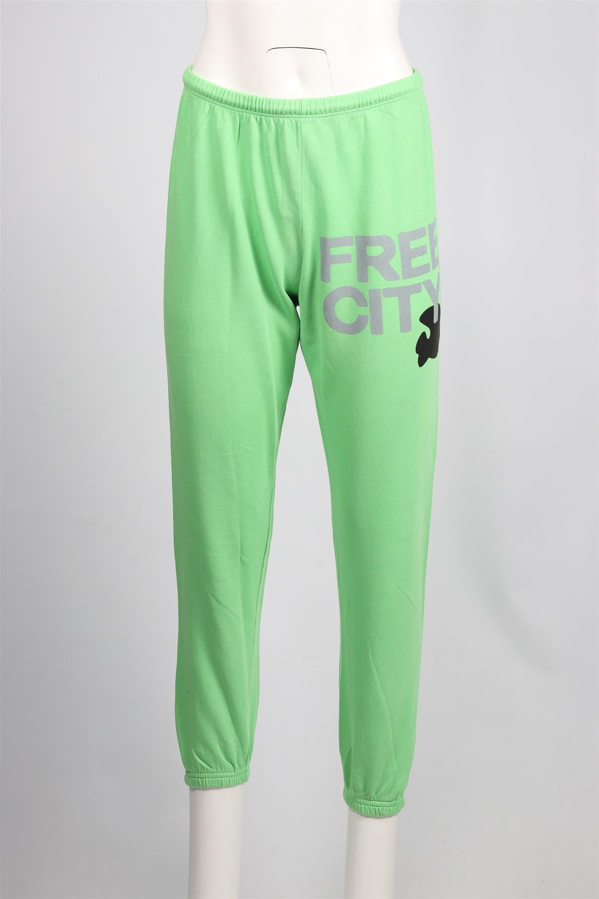 FREE CITY GREEN COTTON TRACK PANTS SMALL