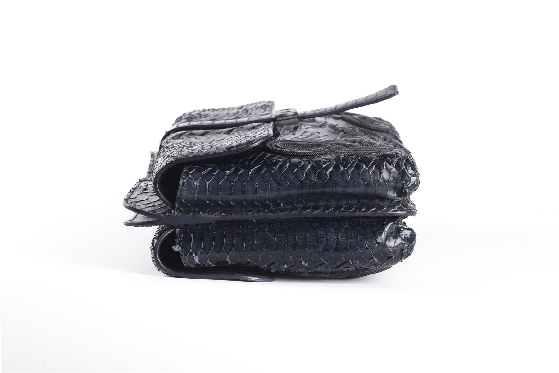 BOTTEGA VENETA BLUE 2012 PYTHON CLUTCH