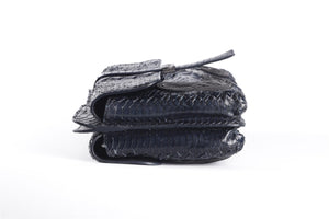 BOTTEGA VENETA BLUE 2012 PYTHON CLUTCH