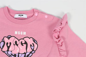 MSGM PINK KIDS GIRLS COTTON SWEATSHIRT 36 MONTHS