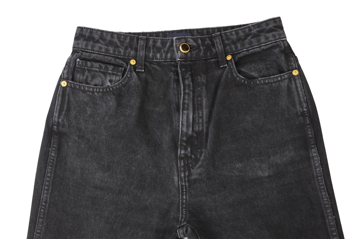 BLACK HIGH RISE STRAIGHT LEG JEANS