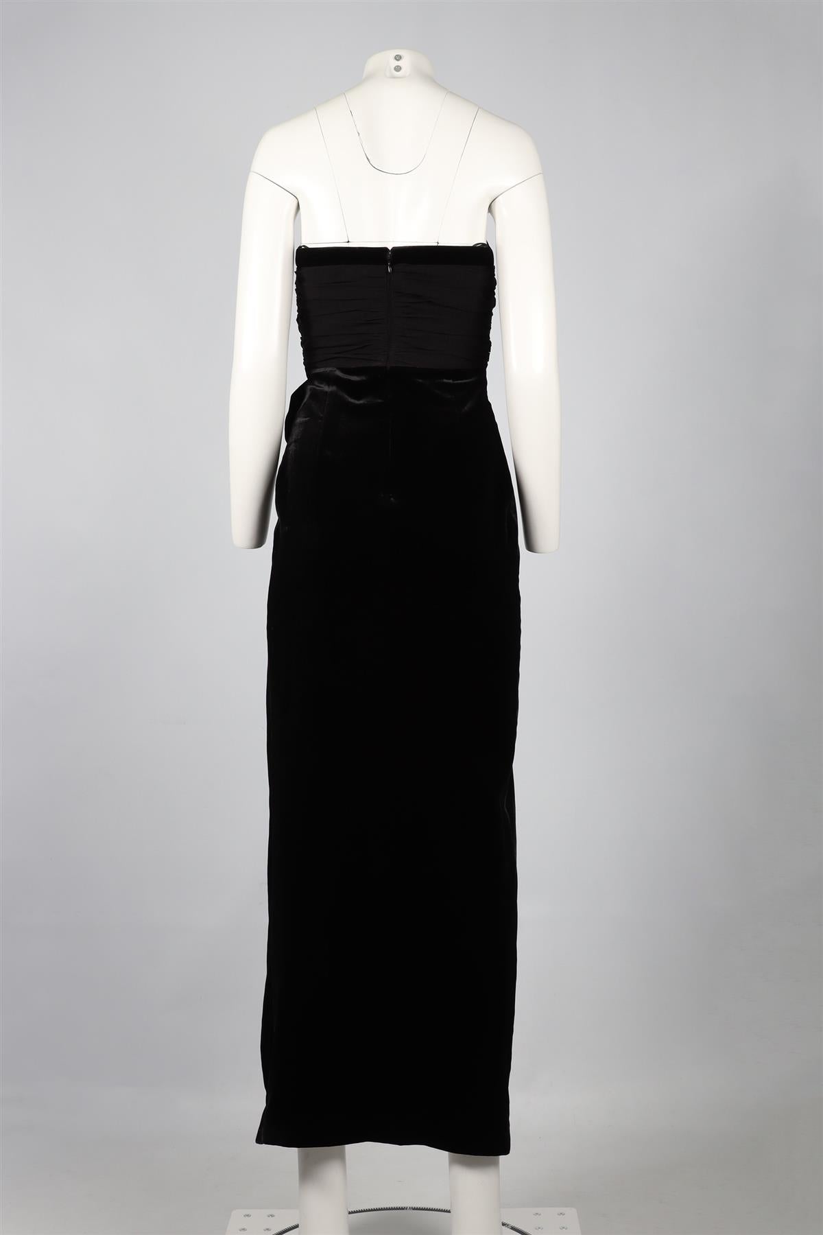 ALESSANDRA RICH BLACK STRAPLESS VELVET MAXI DRESS IT 40 UK 8