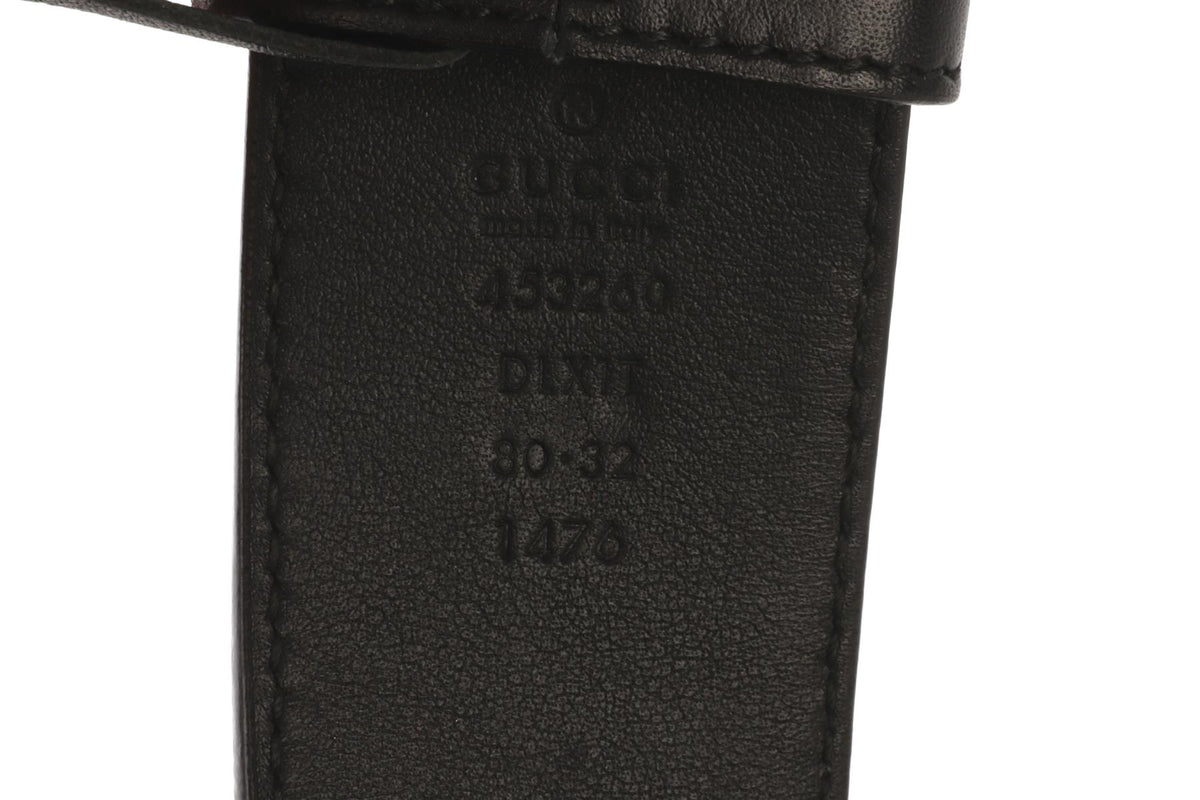 GUCCI BLACK GG LEATHER WAIST BELT 80CM
