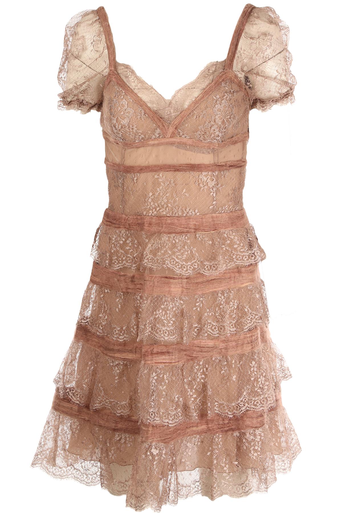 VALENTINO PINK LACE MIDI DRESS US 6 UK 10