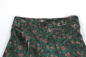 PRADA GREEN JACQUARD STRAIGHT LEG PANTS XSMALL