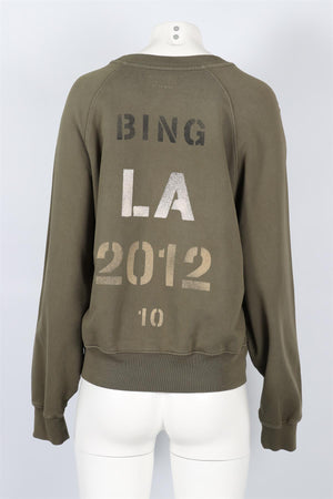 ANINE BING GREEN COTTON SWEATSHIRT SMALL