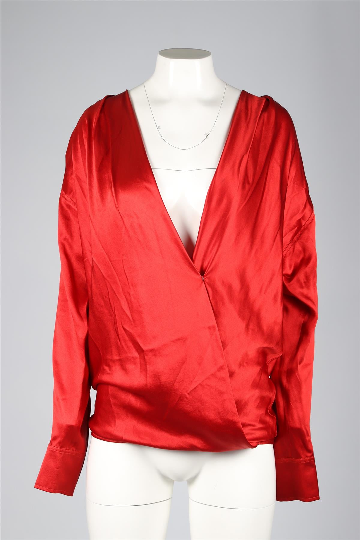 BALMAIN RED SILK TOP FR 34 UK 6