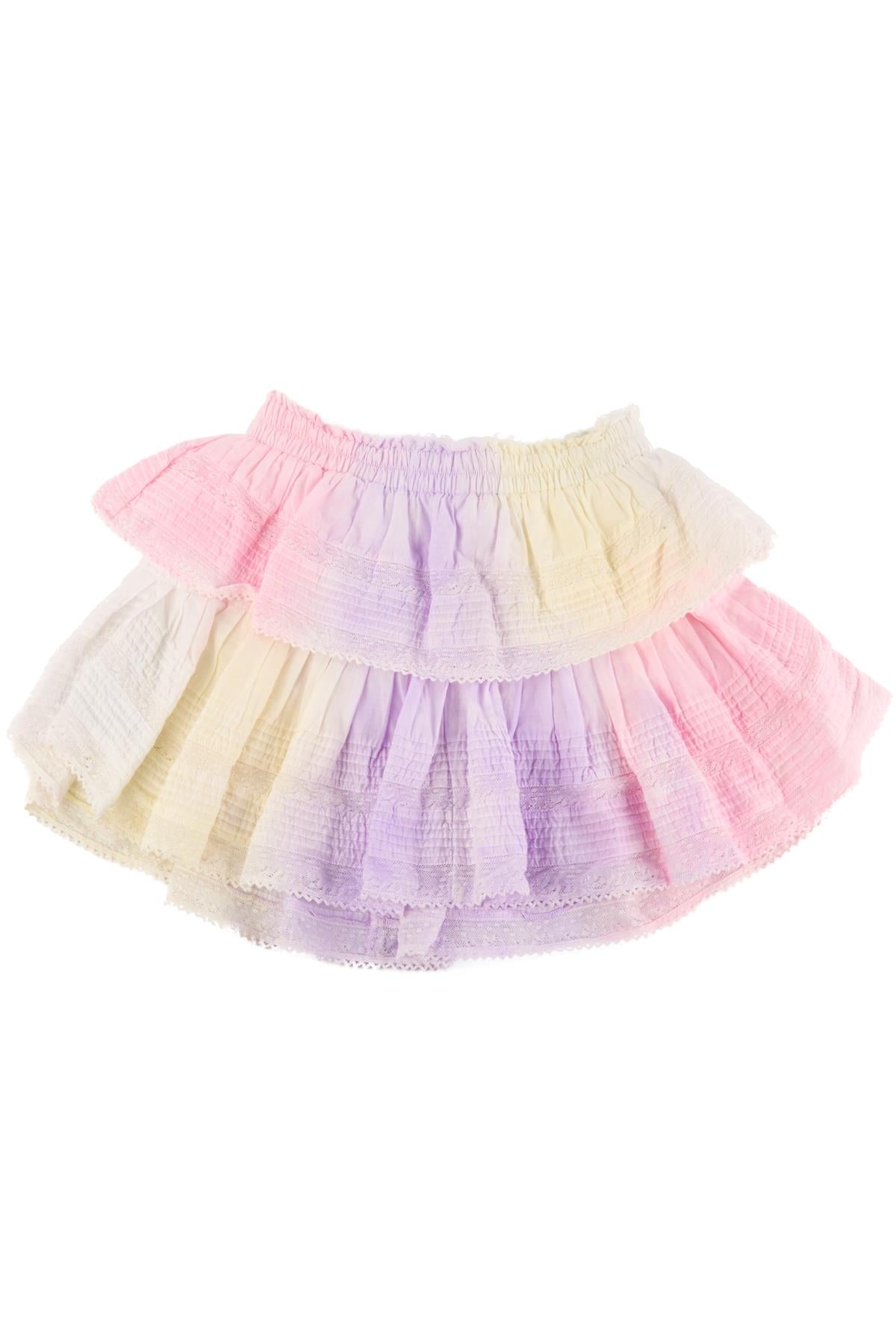 LOVESHACKFANCY MULTI COTTON MINI SKIRT XSMALL