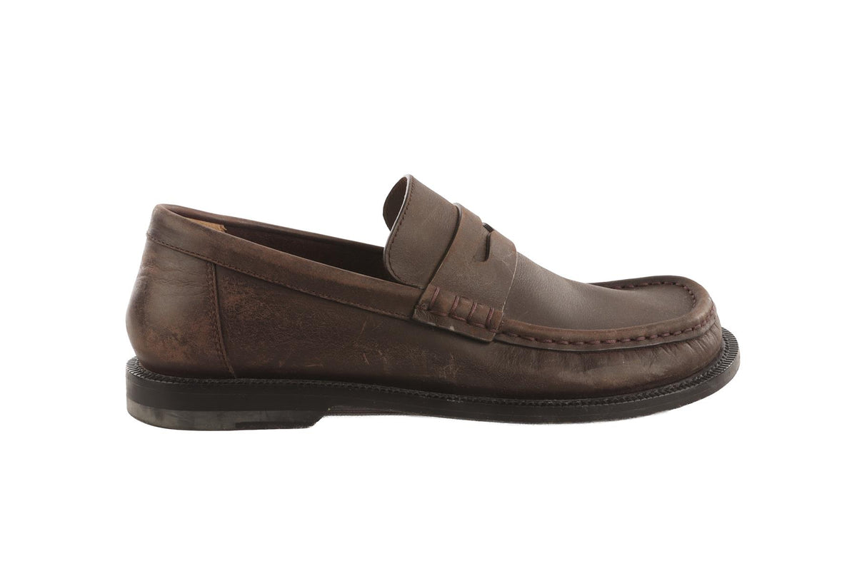LOEWE BROWN CAMPO LEATHER LOAFERS EU 37 UK 4 US 7