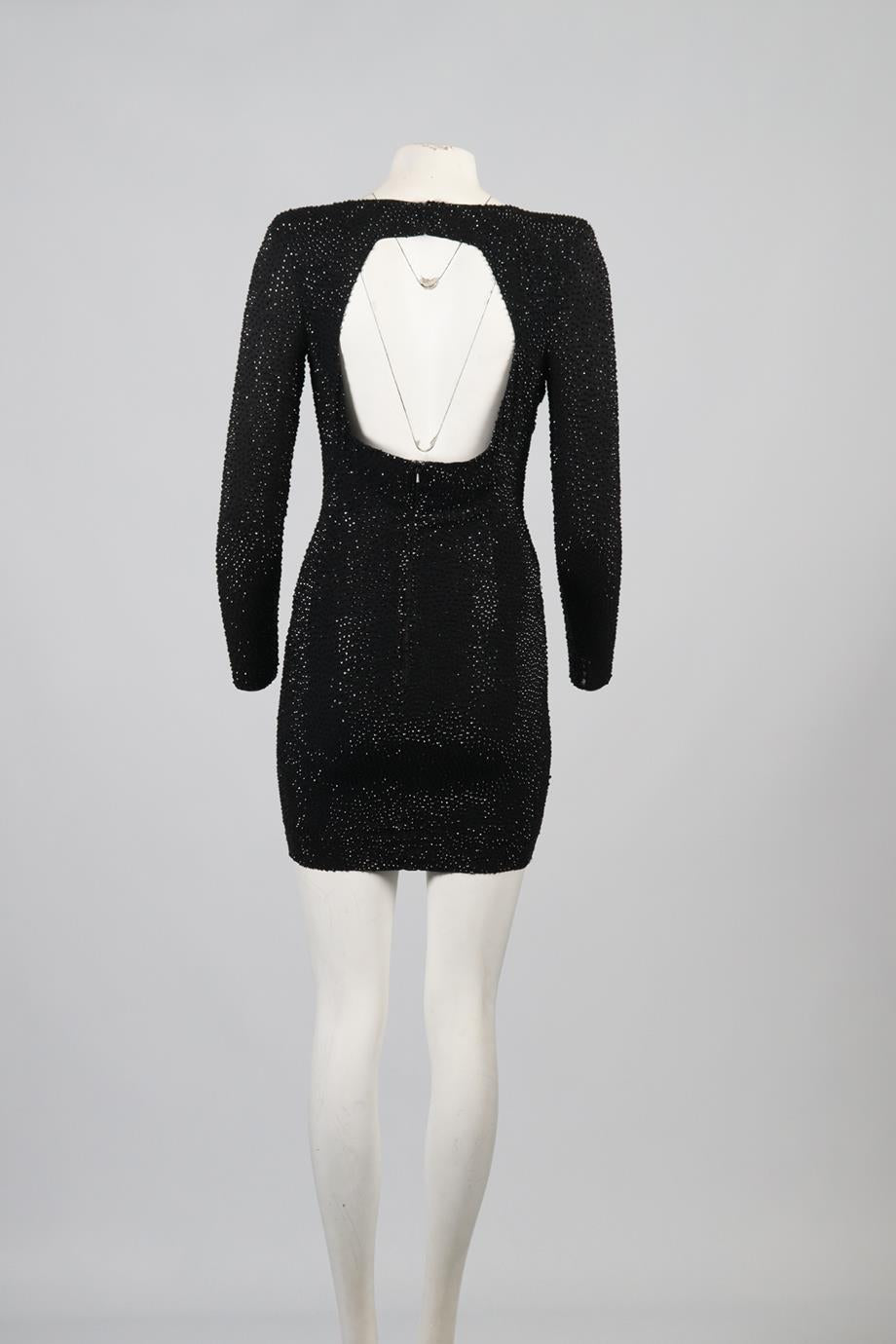 RALPH & RUSSO HAUTE COUTURE CRYSTAL AND SILK MINI DRESS XSMALL