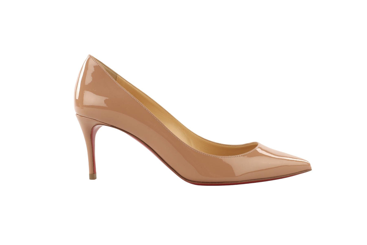 CHRISTIAN LOUBOUTIN TAN PATENT LEATHER PUMPS EU 35 UK 2 US 5