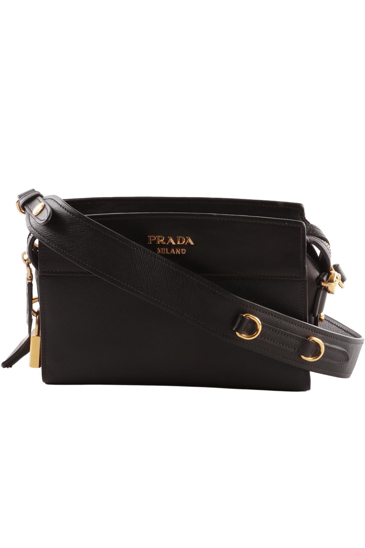 BLACK ESPLANADE SAFFIANO LEATHER SHOULDER BAG