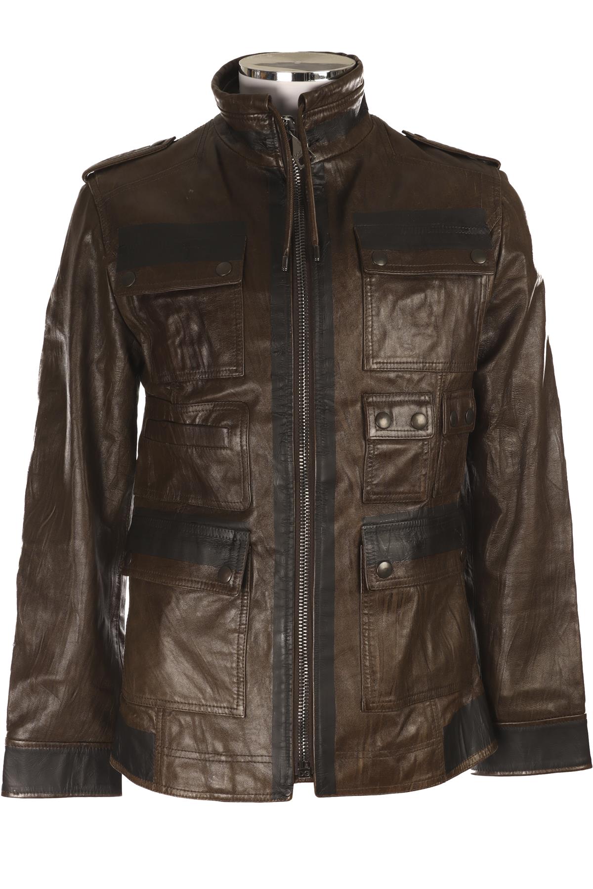 DOLCE & GABBANA MENS KHAKI LEATHER JACKET UK 38