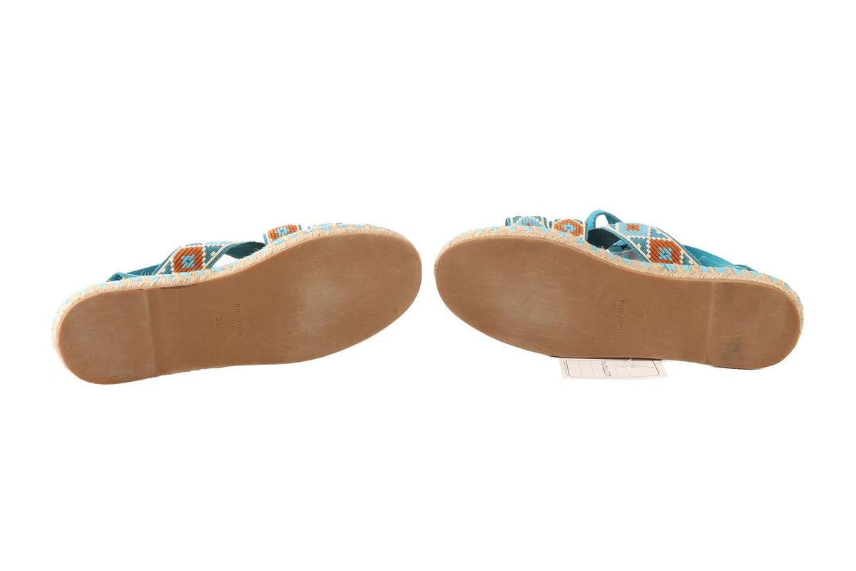 MIU MIU BLUE SUEDE SANDALS EU 38 UK 5 US 8
