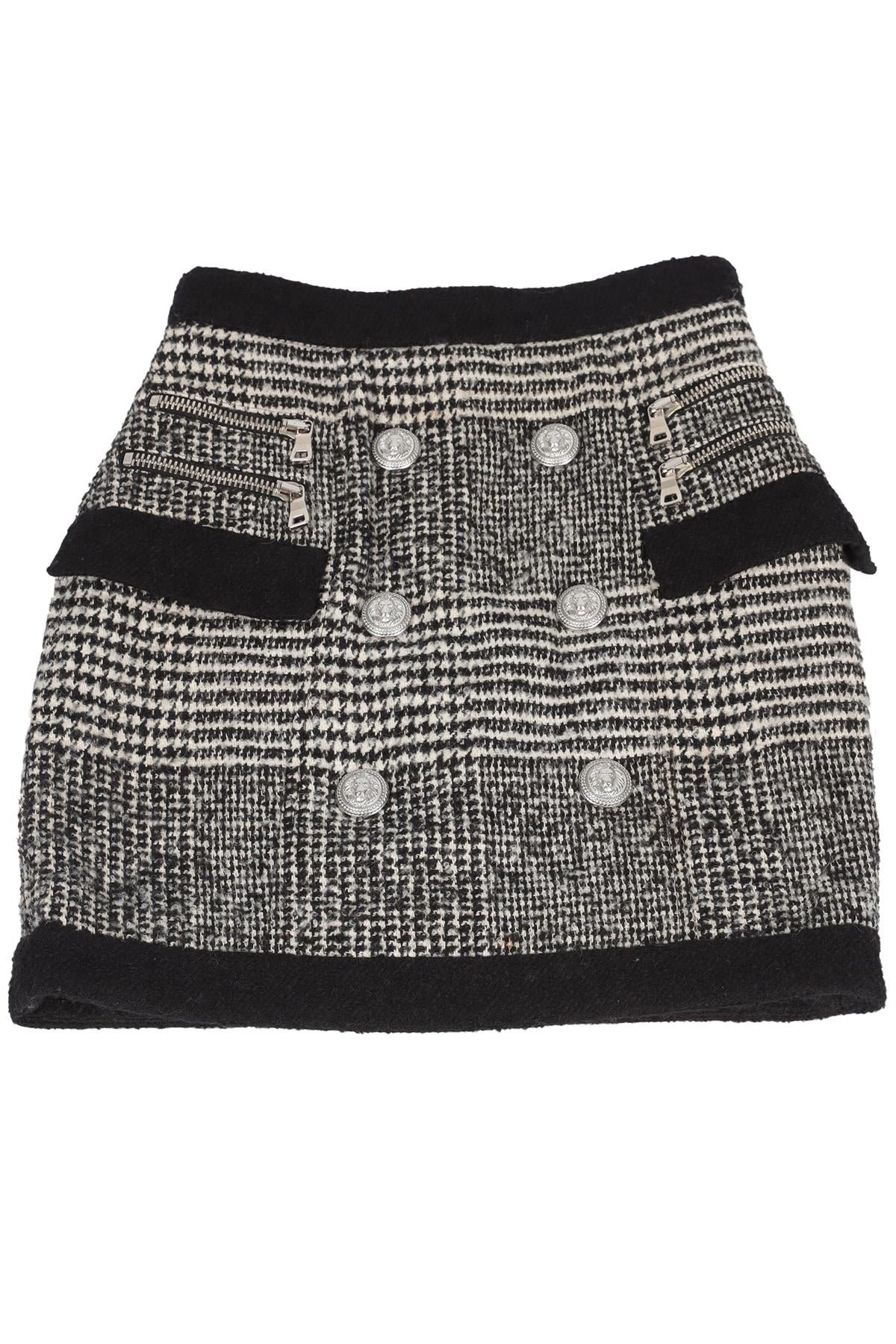 BALMAIN BLACK WOOL MINI SKIRT FR 34 UK 6