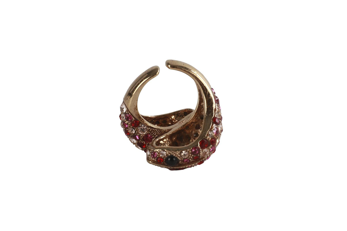 ROBERTO CAVALLI PINK CRYSTAL AND GOLD TONE RING