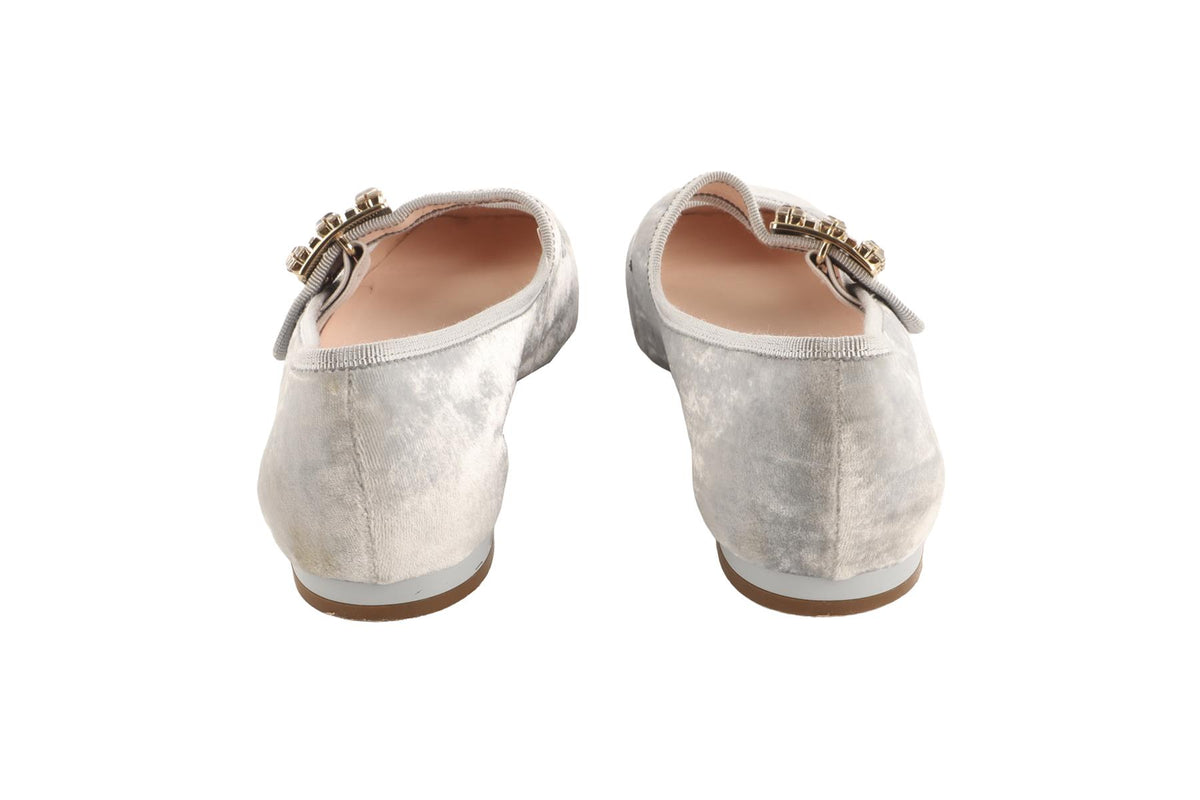 ROGER VIVIER GREY VELVET BALLET FLATS EU 38 UK 5 US 8