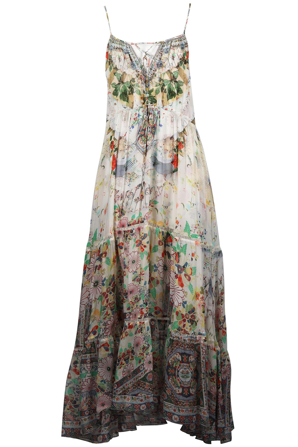 CAMILLA CRYSTAL AND SILK MAXI DRESS SMALL