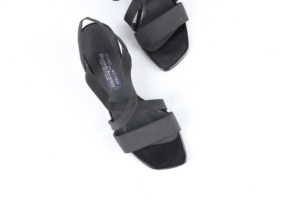 STUART WEITZMAN FOR RUSSELL & BROMLEY BLACK LEATHER SANDALS EU 37.5 UK 4.5 US 7.5