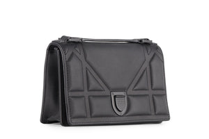 CHRISTIAN DIOR BLACK DIORAMA ULTRAMATTE LEATHER CLUTCH WITH CHAIN